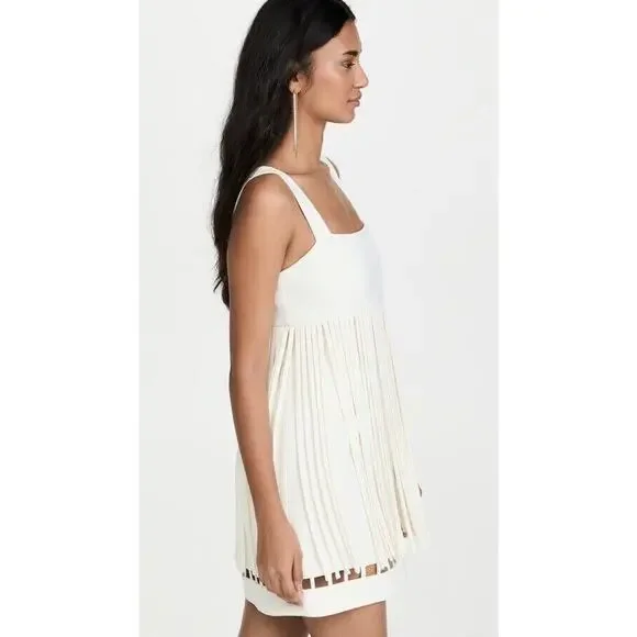 $650 Alexis SASKIA Alabaster Sleeveles Mini Fringe Dress Sz M Bridal Wedding - Picture 14 of 16